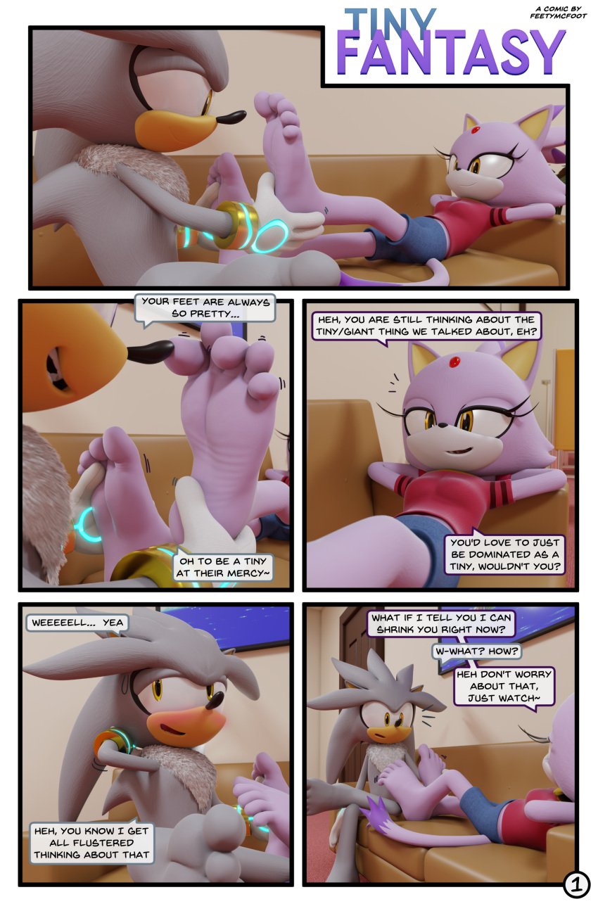 5_toes absurd_res anthro barefoot blaze_the_cat comic comic_page dialogue duo english_text feet feetymcfoot female foot_fetish foot_focus foot_play hi_res humanoid_feet male male/female page_1 page_number plantigrade sega silver_the_hedgehog soles sonic_(series) sonic_the_hedgehog_(series) speech_bubble text toes