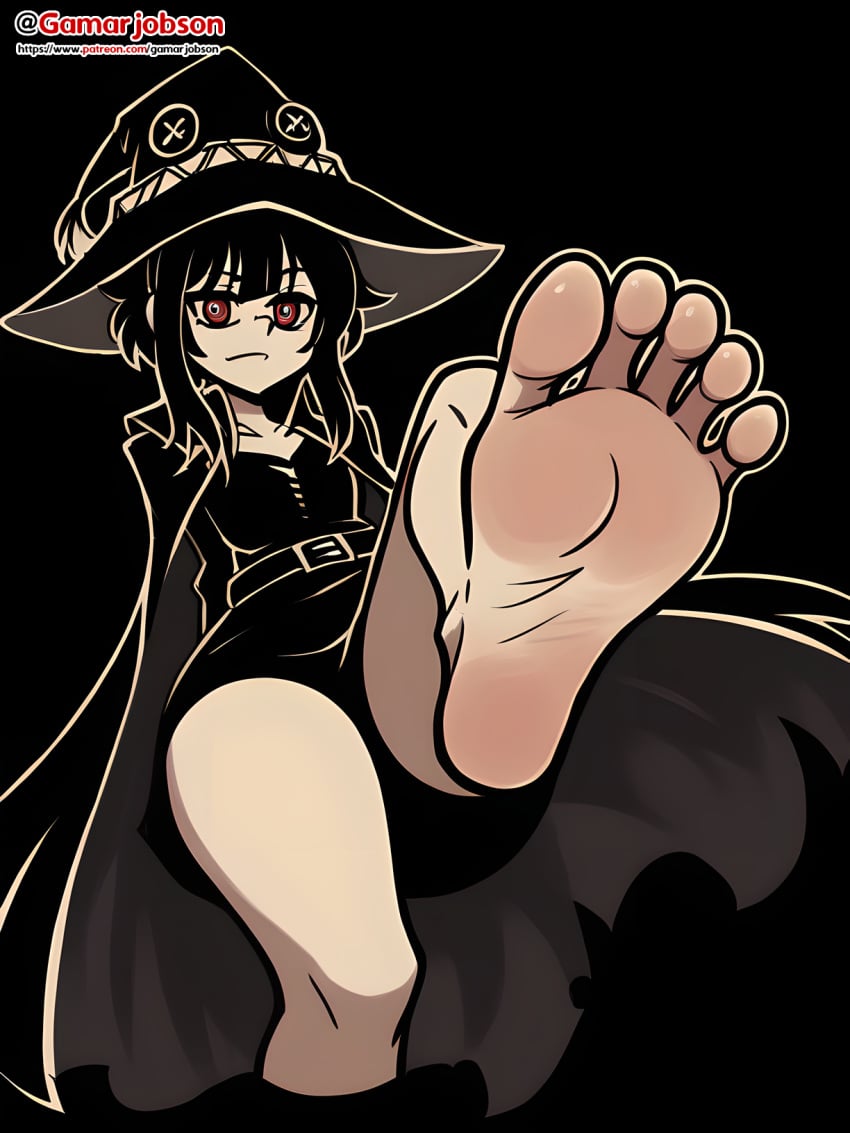 ai_generated barefoot feet foot_fetish foot_focus from_below gamarjobson kono_subarashii_sekai_ni_shukufuku_wo! megumin pov_feet sole_female soles solo toes