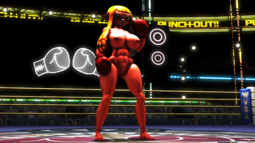 1girls 3d 3d_(artwork) abs absurd_res animal_humanoid barefoot big_breasts big_thighs boxing boxing_gloves boxing_gloves_only boxing_ring breasts cephalopod cephalopod_humanoid clintr007 clothing curvy digital_media_(artwork) female female_only fighting_ring genitals gloves handwear hi_res humanoid inkling inkling_girl looking_at_viewer marine marine_humanoid mollusk mollusk_humanoid muscles muscular muscular_female naked nintendo nipples nude nude_boxing pseudo_hair pussy red_boxing_gloves red_gloves signature solo source_filmmaker splatoon tentacle tentacle_hair thick thick_hips thick_thighs thighs wide_hips yellow_hair