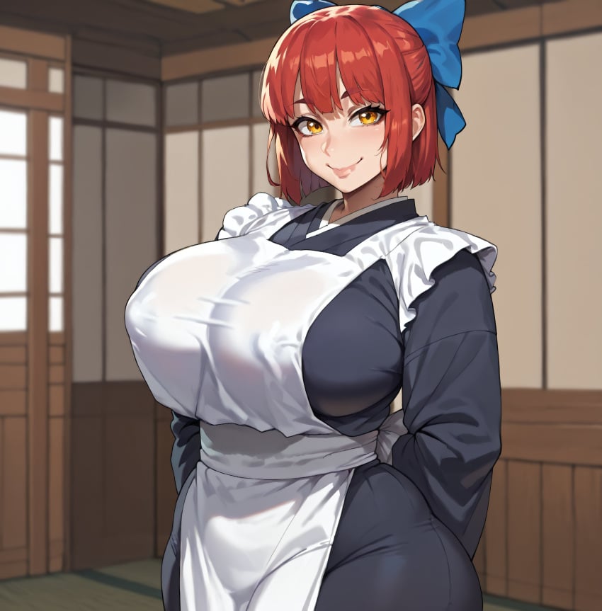 ai_generated kohaku kohaku_(tsukihime) massive_ass massive_breasts nipple_bulge smogai thick_thighs tsukihime