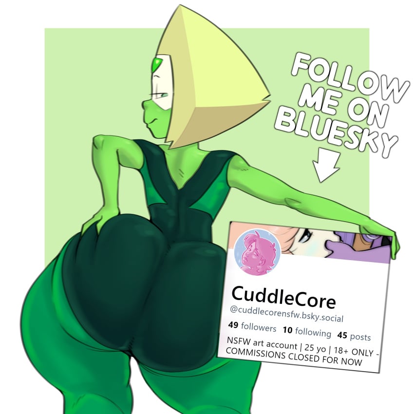 1girls 2024 2d 2d_(artwork) advertisement alien ass big_ass big_thighs blonde_hair bluesky bottom_heavy bubble_ass bubble_butt butt_crack cartoon_network cuddlecore female gem_(species) green_body green_eyes green_skin hand_on_ass holding_object huge_ass huge_thighs hyper hyper_ass large_ass large_thighs looking_at_viewer looking_back peridot_(steven_universe) shiny_ass shiny_skin short_hair solo solo_female steven_universe thick_ass thick_thighs thighs tight_clothes tight_clothing wide_hips yellow_hair