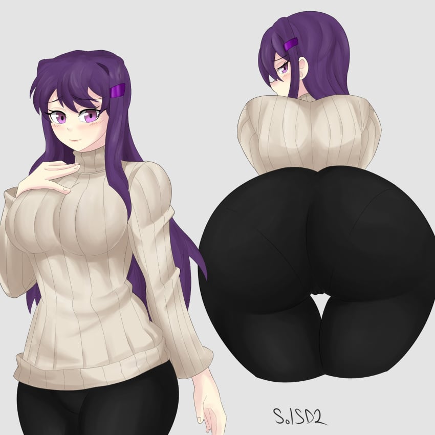 2girls ass ass_focus back_view bakery bent_over big_ass big_breasts big_butt black_leggings blush blush_lines blushing_at_viewer breasts bubble_ass bubble_butt butt_focus different_angle doki_doki_literature_club eyebrows eyebrows_visible_through_hair fat_ass fat_butt hand_on_breast horny horny_female huge_ass huge_breasts huge_butt imminent_anal imminent_penetration imminent_sex juicy_butt large_ass large_breasts large_butt leggings looking_at_viewer looking_pleasured pale-skinned_female pale_skin panties_visible_through_clothing pantylines presenting presenting_ass presenting_butt purple_eyes purple_hair smile smiling smiling_at_viewer sol-sama_d2 sweater tight_clothes tight_clothing tight_pants white_sweater yuri_(doki_doki_literature_club)