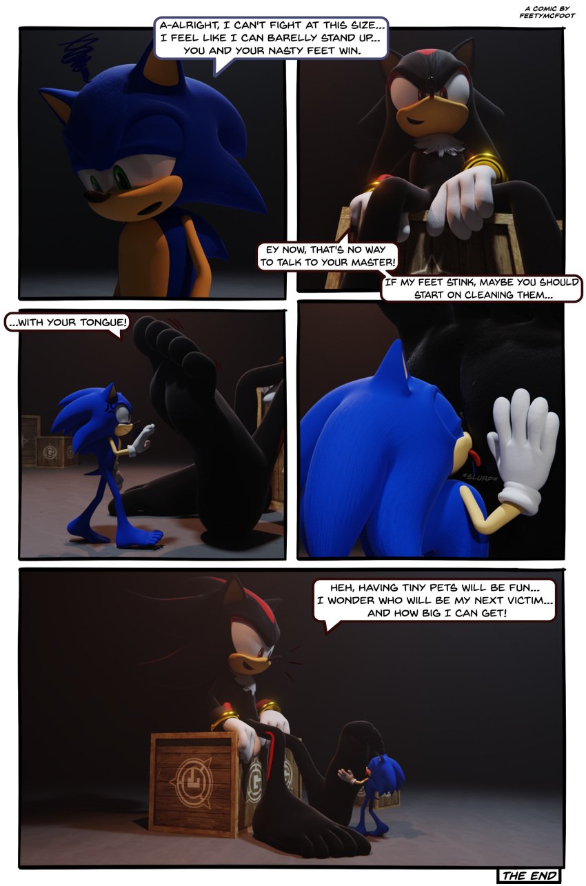 5_toes absurd_res anthro attribute_theft barefoot comic dialogue duo english_text feet feetymcfoot foot_fetish foot_focus foot_lick foot_play giant_male hi_res humanoid_feet licking macro male male/male male_feet micro plantigrade sega shadow_the_hedgehog size_theft soles sonic_(series) sonic_the_hedgehog sonic_the_hedgehog_(series) speech_bubble text toes tongue tongue_out