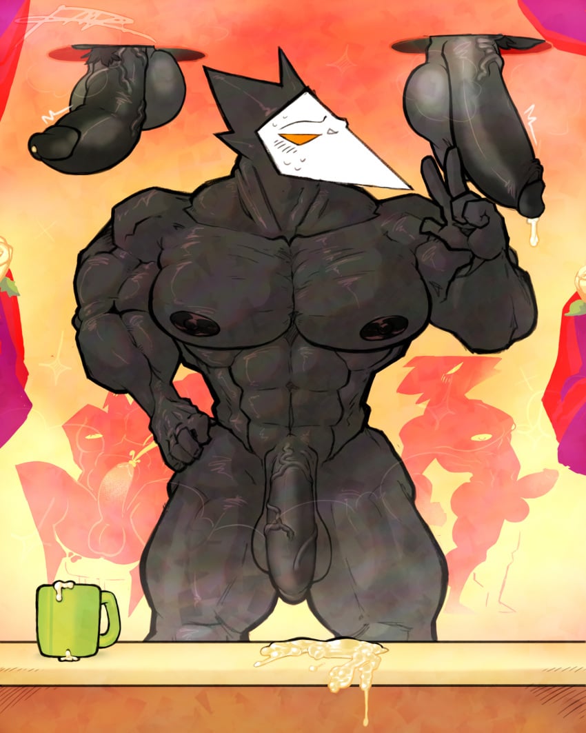 alt_version anthro balls big_balls big_penis deltarune digital_drawing_(artwork) digital_media_(artwork) flaccid genitals hi_res male male/male muscular muscular_male penile penis penis_milking swatchling undertale_(series) yaperstuff18