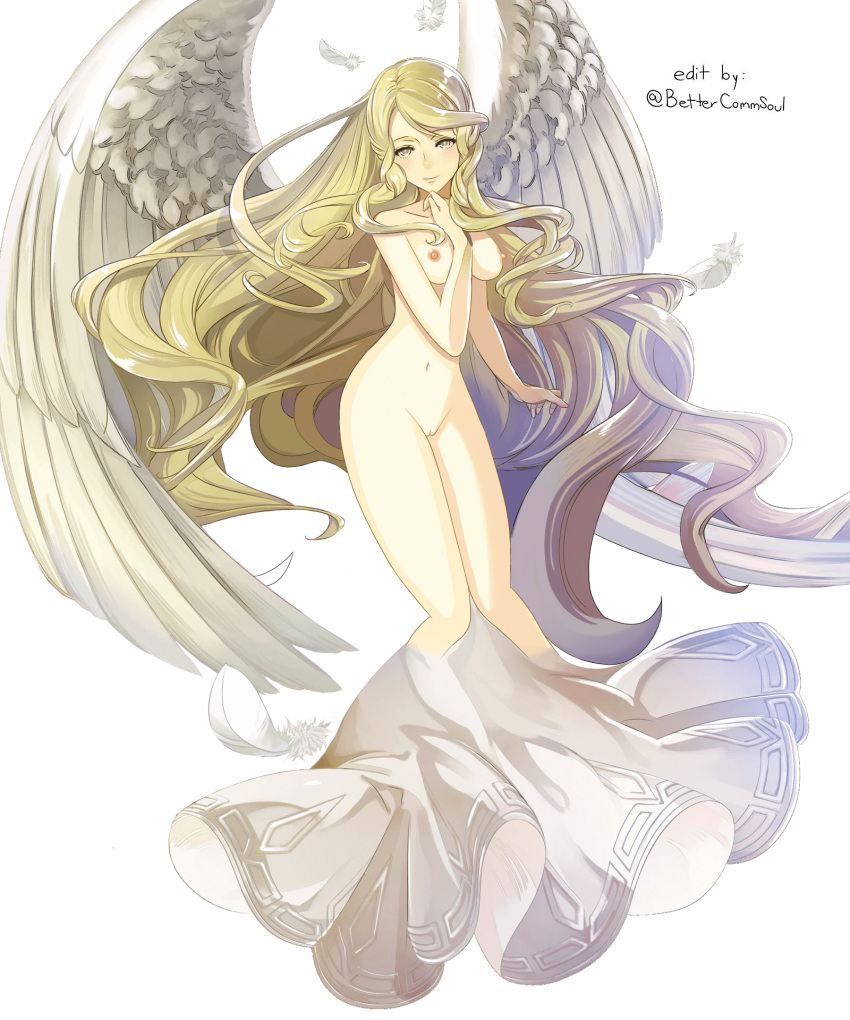 1girls angel angel_wings bare_arms bare_legs bettercommsoul blonde_hair braid breasts completely_nude dress edit female female_only fire_emblem fire_emblem:_path_of_radiance fire_emblem:_radiant_dawn fire_emblem_heroes full_body leanne_(fire_emblem) legs long_hair looking_at_viewer medium_breasts nintendo nipples nude nude_female nude_filter pussy smile solo very_long_hair white_background wings yellow_eyes yellow_hair