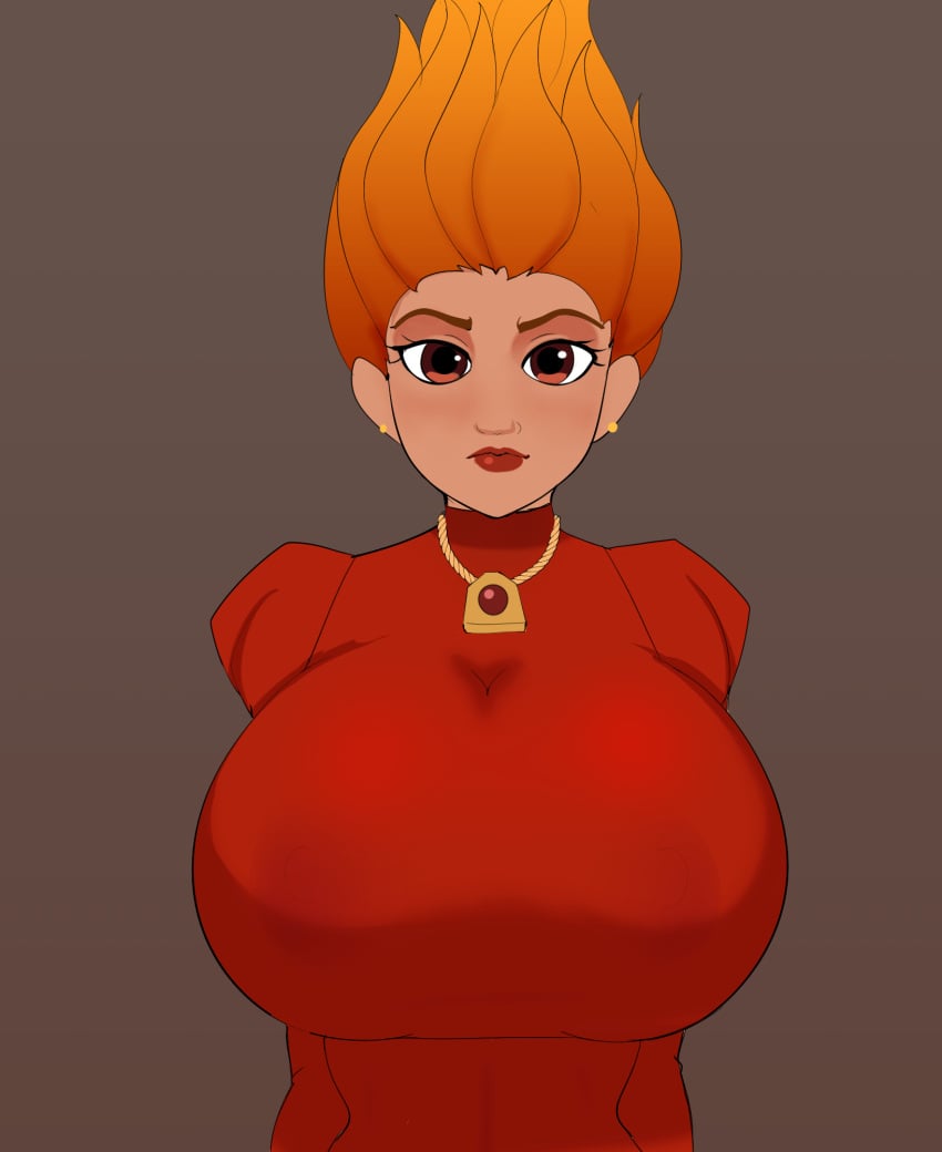 1girl 1girls big_boobs big_breasts big_tits clothed dalia_falmea g3mma light-skinned_female light_skin lipstick necklace orange_eyes orange_hair portrait pyromancer questionable tagme weird_hair wizard101