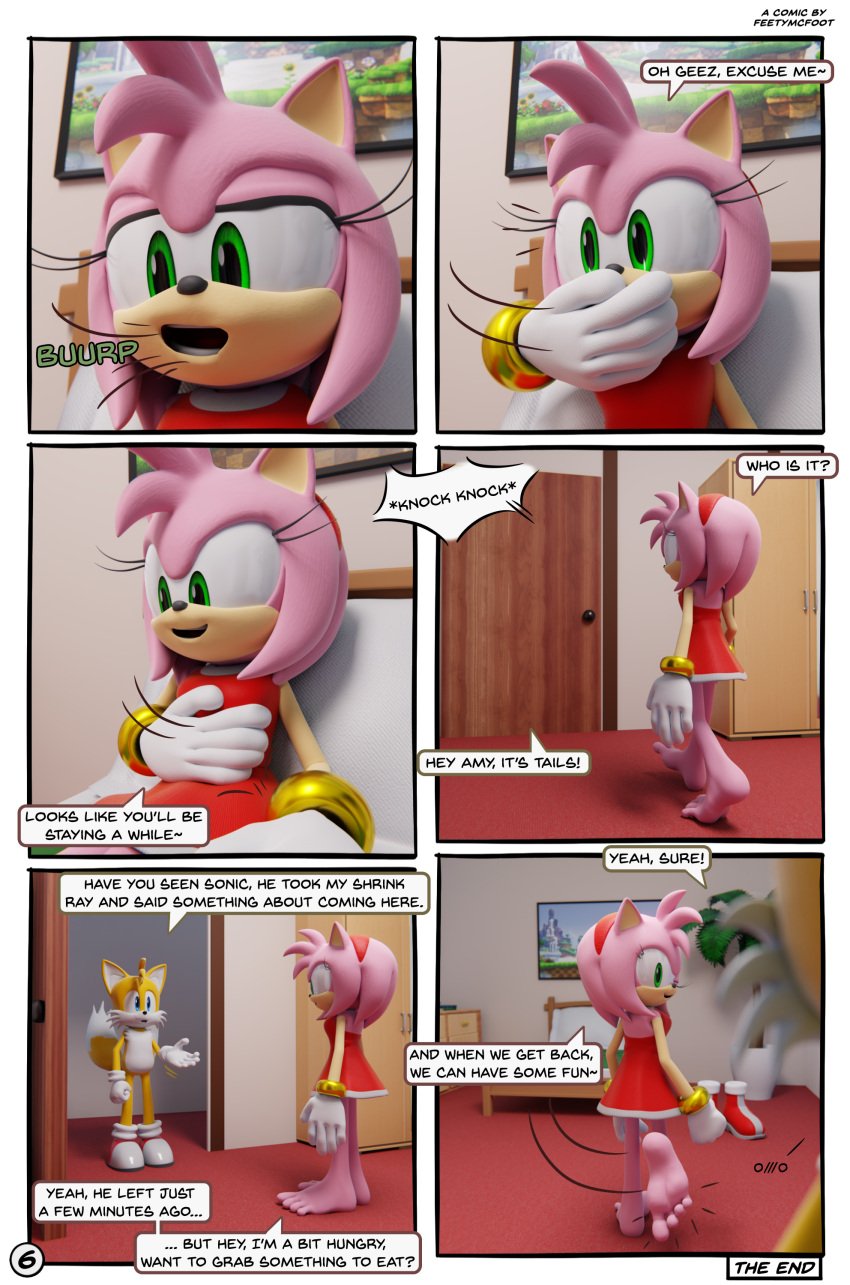 4_toes absurd_res amy_rose anthro barefoot burping comic dialogue duo english_text feet feetymcfoot female foot_fetish foot_focus hi_res male male/female micro oral_vore sega soles sonic_(series) sonic_the_hedgehog sonic_the_hedgehog_(series) speech_bubble tails text toes vore