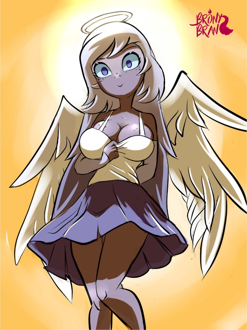 angel_wings blue_eyes breasts brony_bran dress emily_(hazbin_hotel) hazbin_hotel