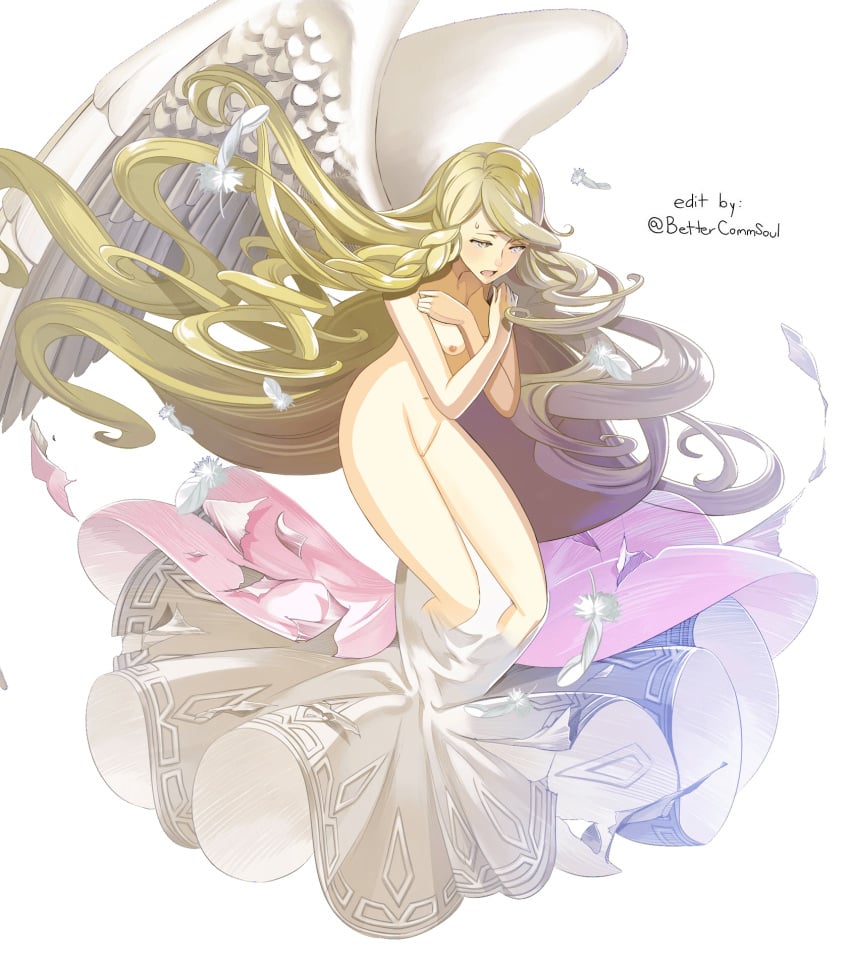 1girls angel angel_wings bare_arms bare_legs bettercommsoul blonde_hair braid breasts completely_nude dress edit female female_only fire_emblem fire_emblem:_path_of_radiance fire_emblem:_radiant_dawn fire_emblem_heroes full_body leanne_(fire_emblem) legs long_hair medium_breasts nintendo nipples nude nude_female nude_filter open_mouth pussy solo torn_clothes very_long_hair white_background wings yellow_eyes yellow_hair