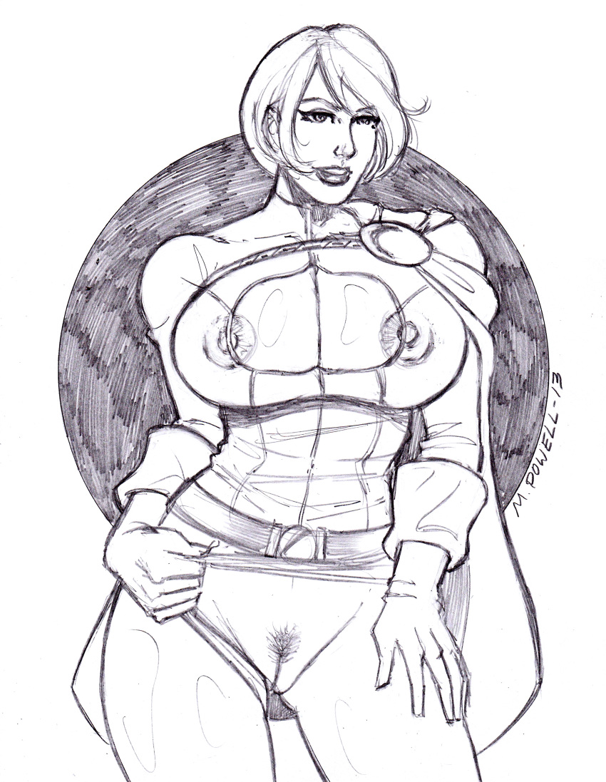 black_and_white dc michael_powell power_girl sketch tagme