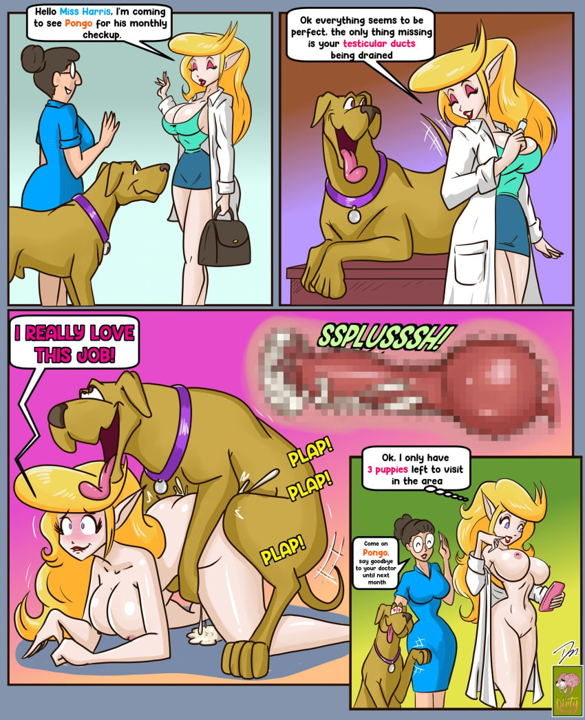 absurd_res blonde_hair bodily_fluids canid canine canine_genitalia canine_on_human canine_on_humanoid canine_penis canis censored coat cum cum_drip cum_dripping cum_in_pussy cum_inside dirtymind doctor domestic_dog duo english_text female female_human female_penetrated feral genital_fluids great_dane heart hi_res human human_penetrated humanoid_pointy_ears interspecies knot knotting male male/female male_canine male_penetrating male_penetrating_female mammal mastiff molosser penetration pussy sally_thomson sex speech_bubble text vaginal_knotting vaginal_penetration veterinarian x-ray zoophilia