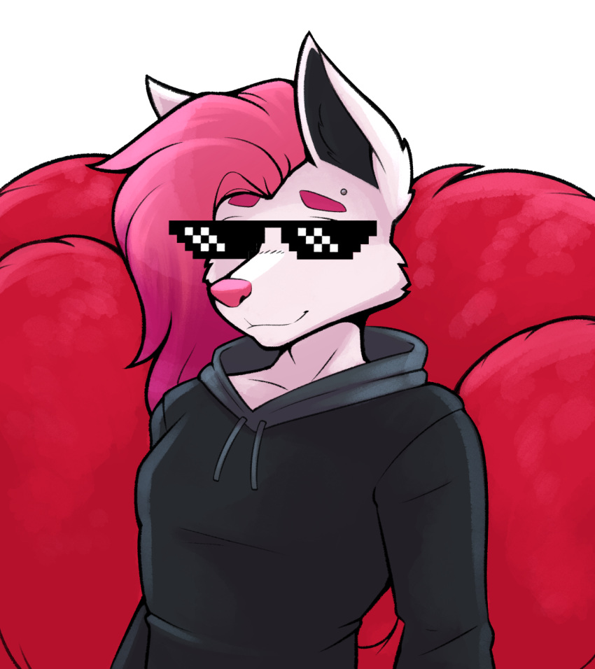 ambris femboy hoodie kitsune male pink_hair pixel_glasses raven_valentine_rose smile tail