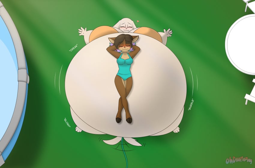 anthro anthro_only big_breasts breasts cleavage deeriemay female furry huge_breasts inflation one-piece_swimsuit tagme thick_thighs wide_hips