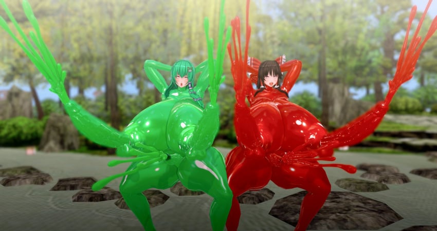 3d balls brainwashed cum day ejaculation handsfree_ejaculation latex_suit multi_balls multi_genitalia multi_penis next_yucoru_s outdoors penis penis_nipples projectile_cum reimu_hakurei sanae_kochiya touhou triphallia unusual_genitalia_placement unusual_penis_placement what