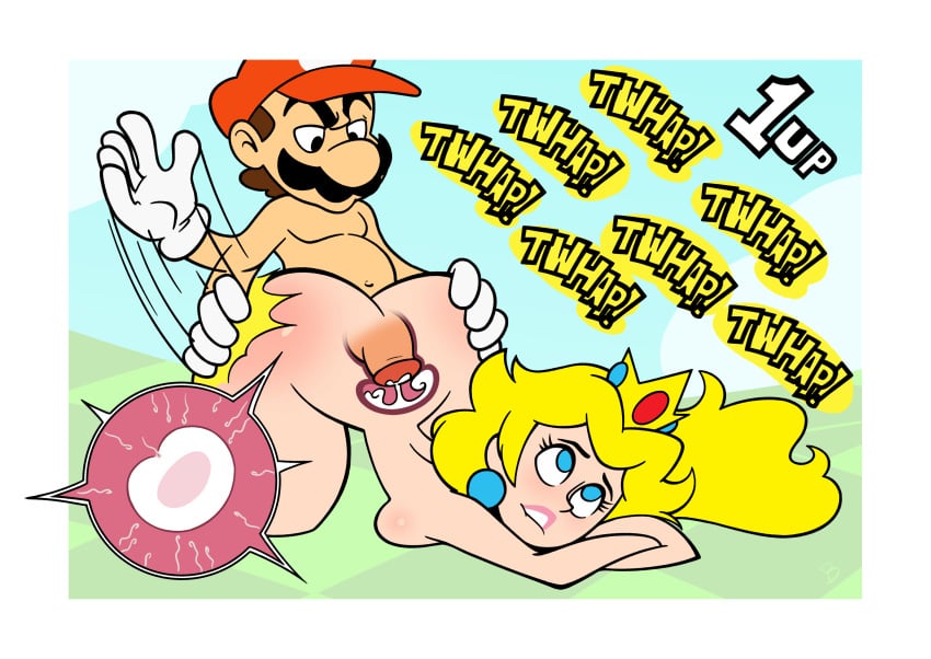1boy1girl biting_lip cum_in_pussy doggystyle_position ejaculation_in_pussy female female_penetrated fertilization human_only impregnation male mario mushroom_kingdom naked_female naked_male outside_sex penis_in_pussy princess_peach sex spanking_ass sperm_meets_ovum x-ray_view