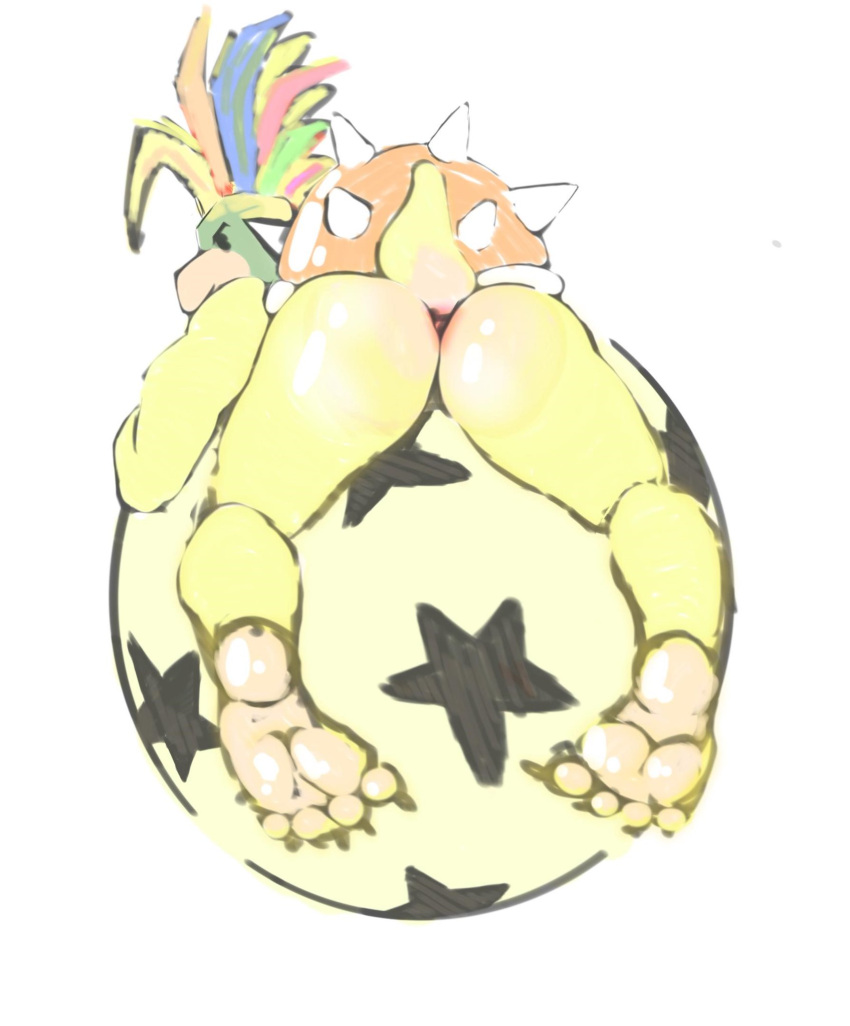 anthro anus ass ball feet hair hi_res koopa koopaling lemmy_koopa looking_at_viewer looking_back looking_back_at_viewer male mario_(series) mohawk nintendo nude renegadebleat scalie shell solo spiked_shell spikes spikes_(anatomy) tail