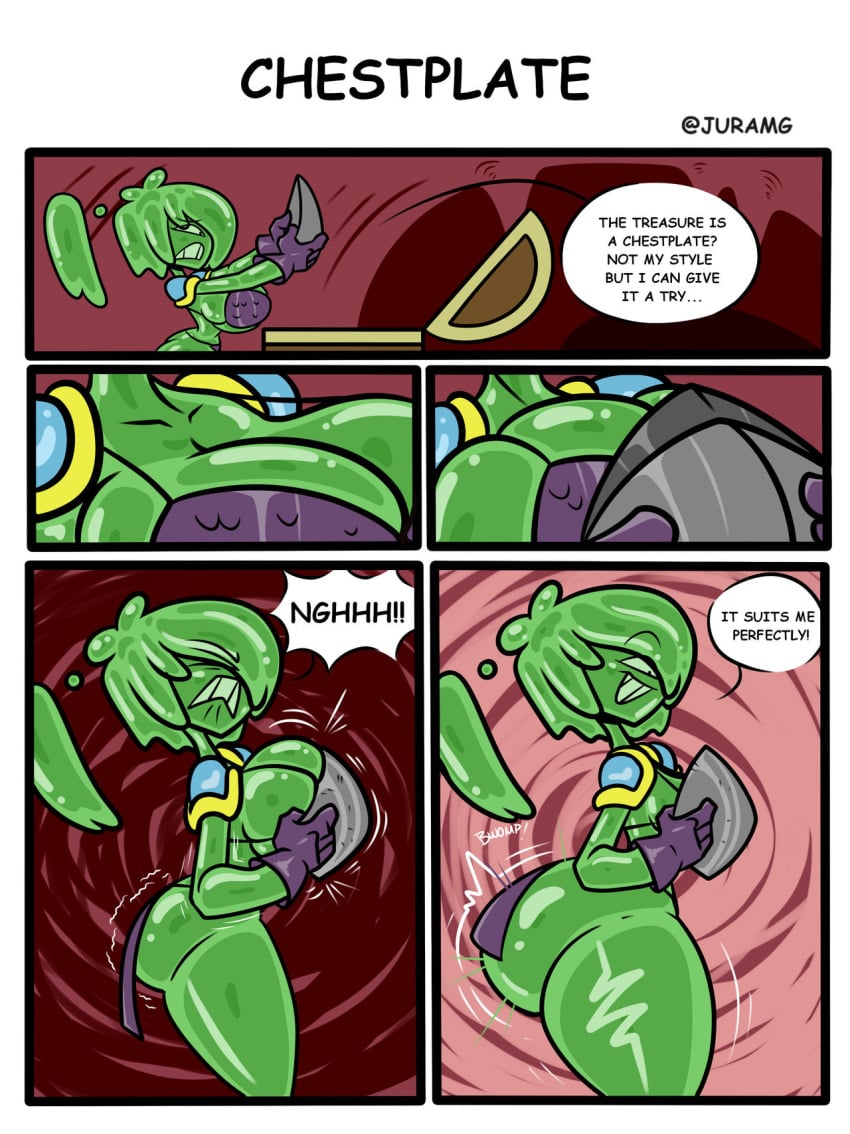 armor ass ass_expansion big_ass big_breasts big_butt bikini bikini_armor bikini_top breast_plate breastplate breasts butt cleavage female green_body huge_breasts jellytina juramg large_ass large_breasts loincloth slime slime_girl slime_monster thick_thighs thigh_expansion thighs