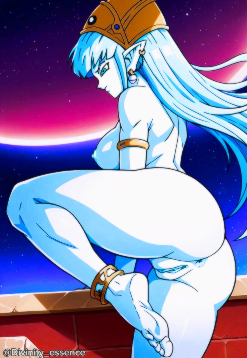 aeos agios ai_generated aios aiosu blue_body blue_eyes blue_hair divinity_essence dragon_ball dragon_ball_heroes goddess ladyaeos perfect_body pointy_ears super_dragon_ball_heroes supreme_kai_of_time time_power_unleashed_form time_power_unleashed_form_(dragon_ball)