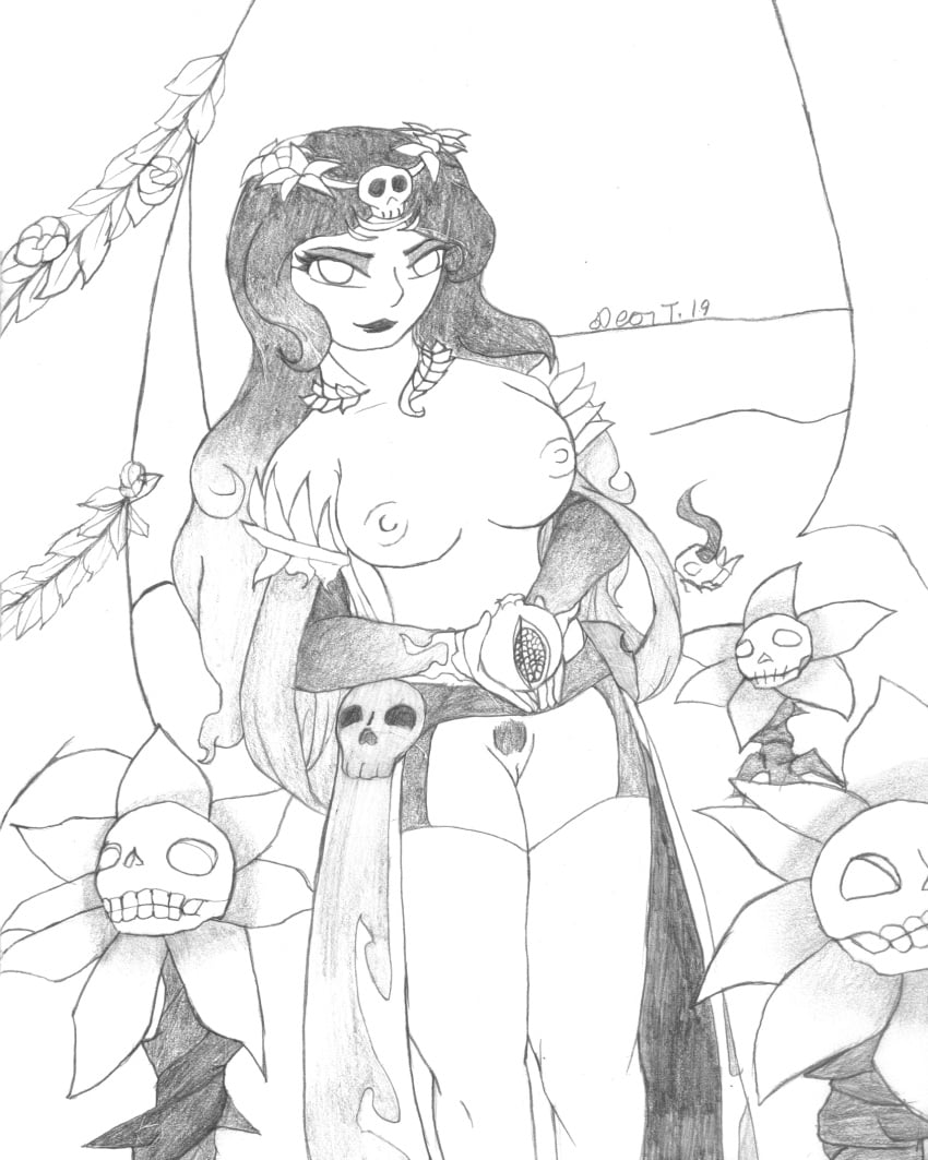 1girls big_breasts european_mythology goddess greek_mythology hi-rez_studios mythology nude persephone_(smite) pinup pubic_hair pussy shadowman-ddt sketch smite solo