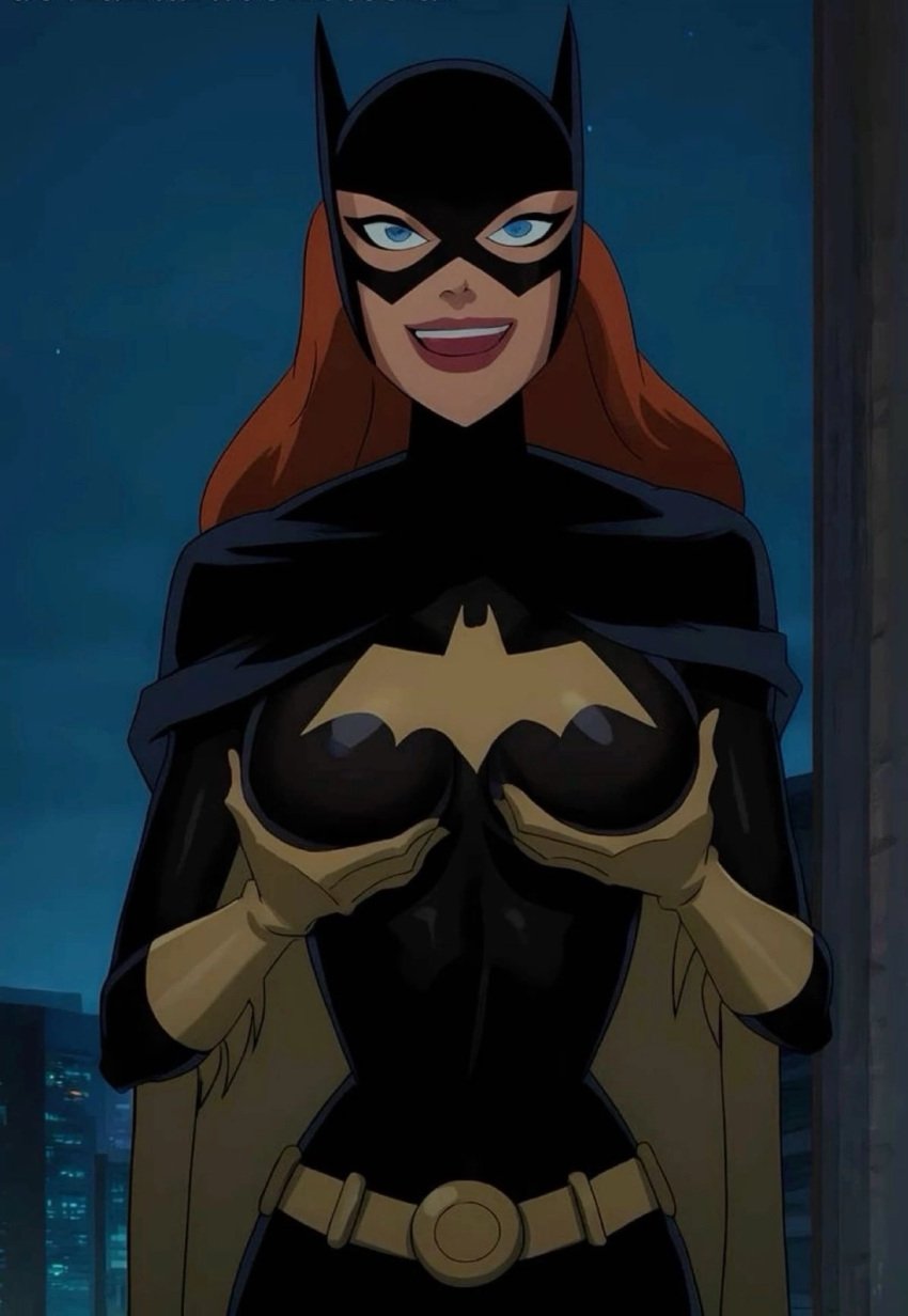 ai_generated batgirl batgirl_(the_killing_joke) batman:_the_killing_joke batman_(series) big_breasts blue_eyes breasts curvy_girl dc dc_comics looking_at_viewer presenting_breasts