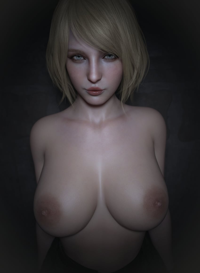 1girls 2024 3d areolae ashley_graham ashley_graham_(ella_freya) bare_chest big_breasts biohazard blonde_hair blue_eyes brick_wall dark_lighting eyeliner eyeshadow female female_only front_view high_waisted_bottomwear large_breasts light_makeup lipstick medium_hair nipples puckered_lips resident_evil resident_evil_4 resident_evil_4_remake smug_expression solo standing topless topless_female vool