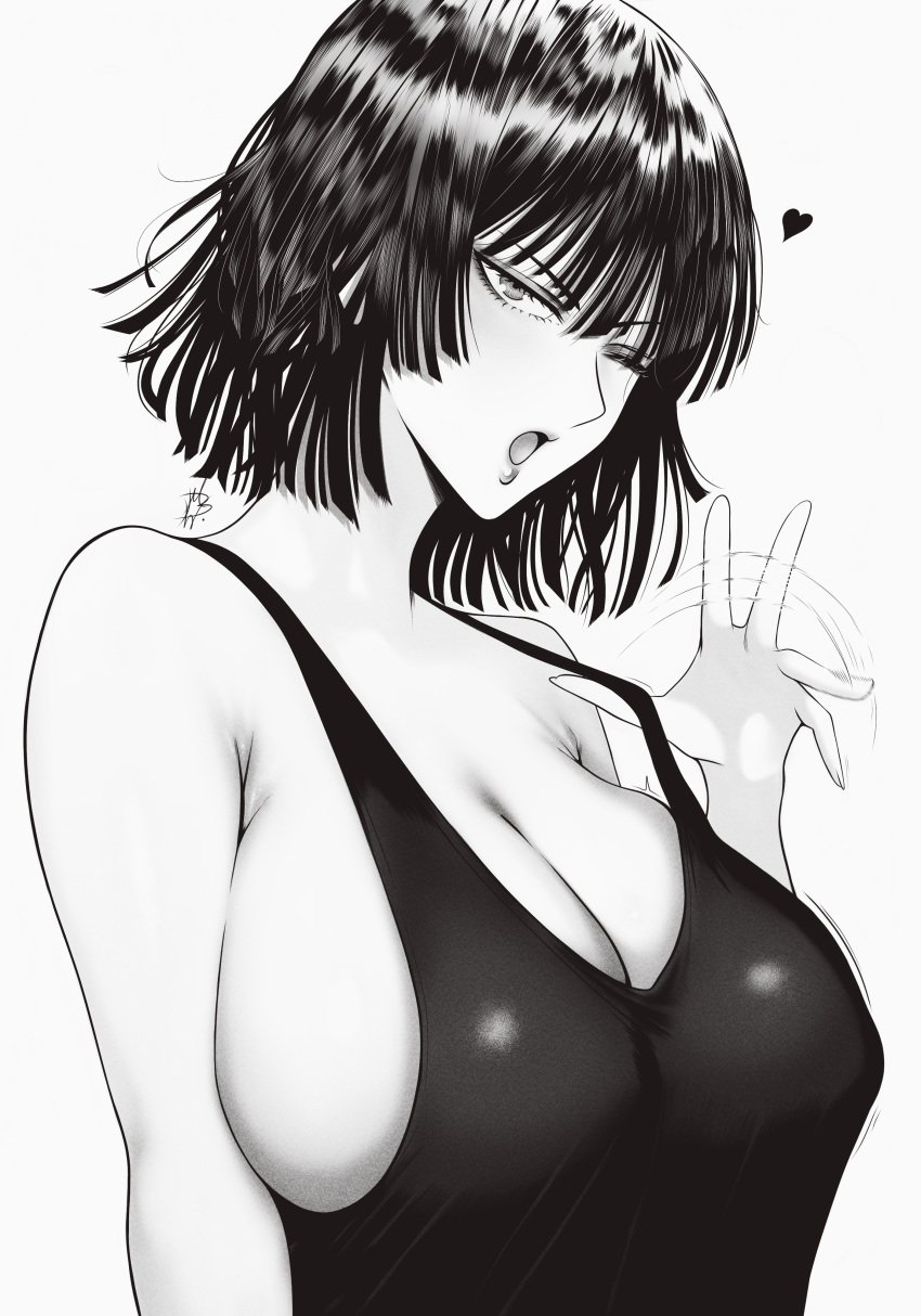 1girls bare_arms bare_shoulders big_breasts black_hair clothed clothing color fat_breasts female female_focus female_only fubuki_(one-punch_man) hi_res large_breasts light-skinned_female light_skin looking_at_viewer mostlybluewyatt no_bra one-punch_man short_hair solo solo_female tagme