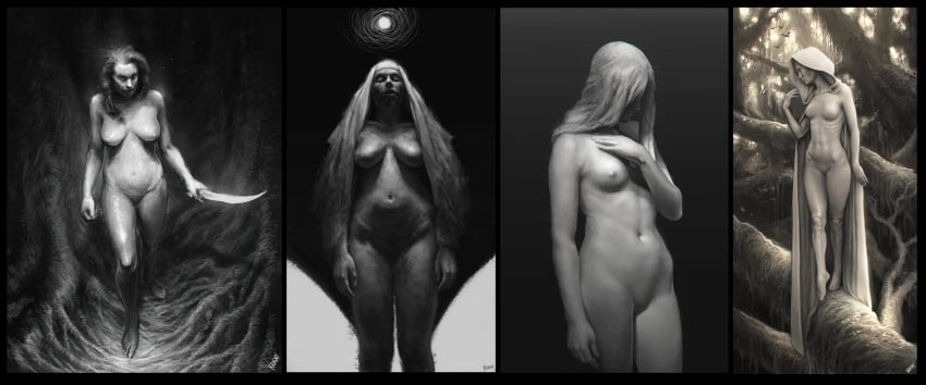 anatomically_correct artistic_nude artistic_nudity digital_painting_(artwork) female female_focus female_only greyscale justsomenoob medium_breasts monochrome multiple_females multiple_girls nonsexual nonsexual_nudity realistic realistic_anatomy realistic_breast_size realistic_proportions realistic_textures tasteful tasteful_nudity