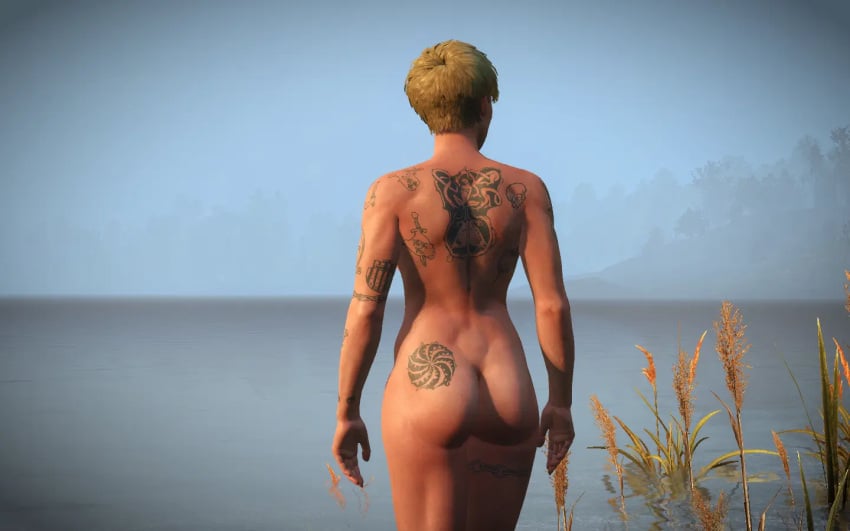 3d ass blonde_hair cd_projekt_red female female_only mod nude short_hair tattoo the_witcher_(series) the_witcher_3:_wild_hunt ves