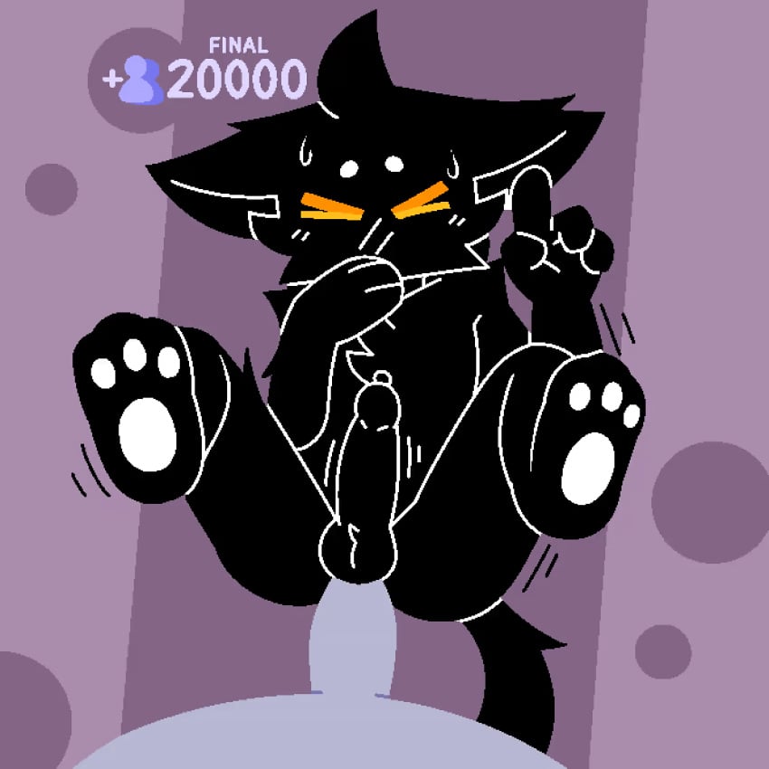 1:1 anal animated anthro ass balls bingo_(fringession) black_body domestic_cat duo erection felid feline felis fringession fur furry genitals hi_res male male/male male_only mammal nude pawpads paws penis sex short_playtime simple_background subtle_animation tail