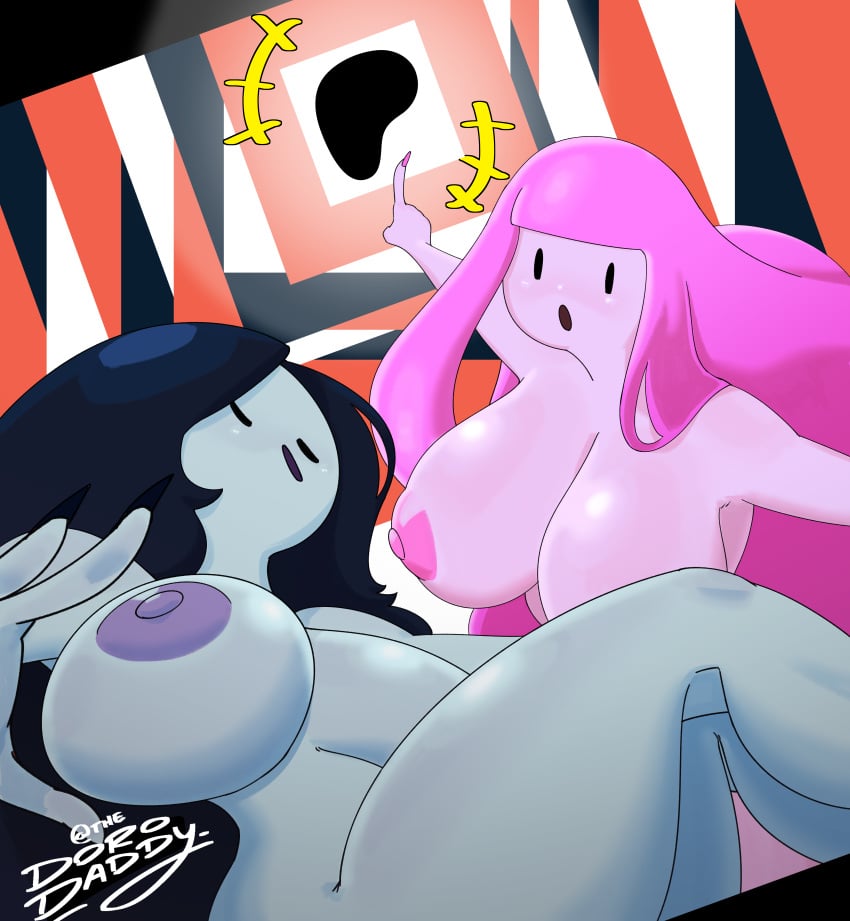 2girls adventure_time big_areola big_ass big_breasts big_butt big_nipples big_thighs black_hair breasts cartoon_network female female_focus female_only grey_body grey_skin hi_res highres huge_ass huge_breasts huge_butt huge_nipples huge_thighs long_hair marceline meme naked naked_female patreon pink_body pink_hair pink_nipples pink_skin pointing princess_bubblegum straight_hair thedorodaddy thick_ass thick_hips thick_legs thick_thighs warner_brothers wide_hips wojak_comics yuri