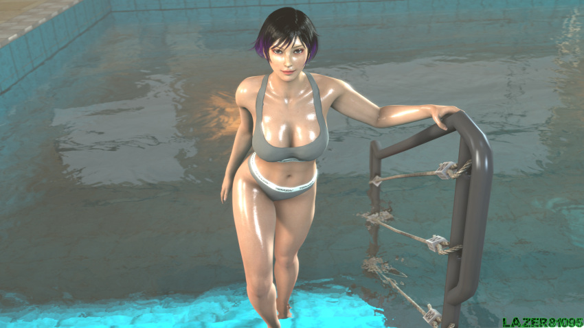 1080p 1920x1080 1girls 3d alternate_version_at_source alternate_version_available asian asian_female bandai_namco bare_shoulders big_breasts black_hair bra breasts cleavage collarbone female female_focus female_only hi_res high_resolution hips japanese_female lazer81095 legs light-skinned_female light_skin looking_at_viewer midriff more_at_source multiple_sources namco navel pale-skinned_female pale_skin panties pool purple_highlights reina_mishima shadow shiny_skin short_hair smile solo solo_female source_filmmaker sports_bra tekken tekken_8 thick_thighs thighs toned two_tone_hair underwear water wet_hair wide_hips