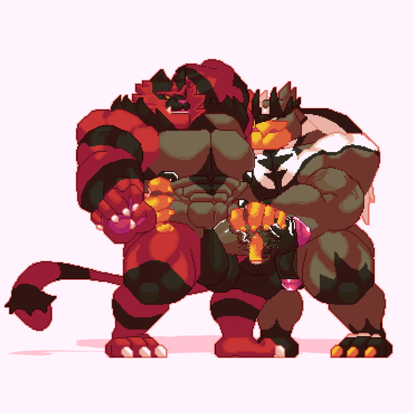 animated anthro balls bara big_muscles clothing digital_media_(artwork) flexing gay generation_7_pokemon generation_8_pokemon genitals handjob hi_res huge_muscles humanoid_genitalia humanoid_penis incineroar legendary_pokemon loop male male_only mammal morinetsu muscular muscular_anthro muscular_male musk musky_armpit nintendo penile penis pixel_(artwork) pixel_animation pokemon pokemon_(species) sex sniffing solo standing urshifu