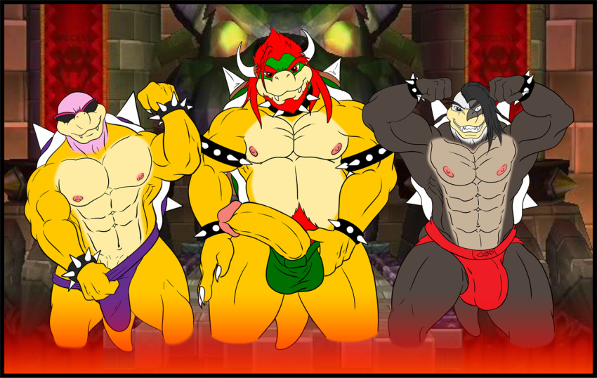 3boys bowser color darius_koopa gay koopa koopaling koopalings male male_only mario_(series) morton_koopa_jr. multiple_boys nintendo roy_koopa super_mario_bros. yaoi