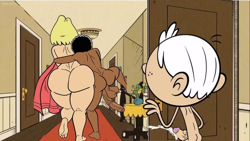 1girls 2boys big_ass big_penis blonde_hair clyde_mcbride cuckold dark-skinned_male huge_cock lincoln_loud motherly_cuckold nachosik rita_loud small_penis tagme the_loud_house