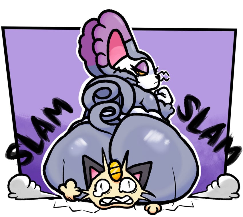 big_ass bubble_butt huge_ass lewdewott meowth purugly thick_thighs wide_hips