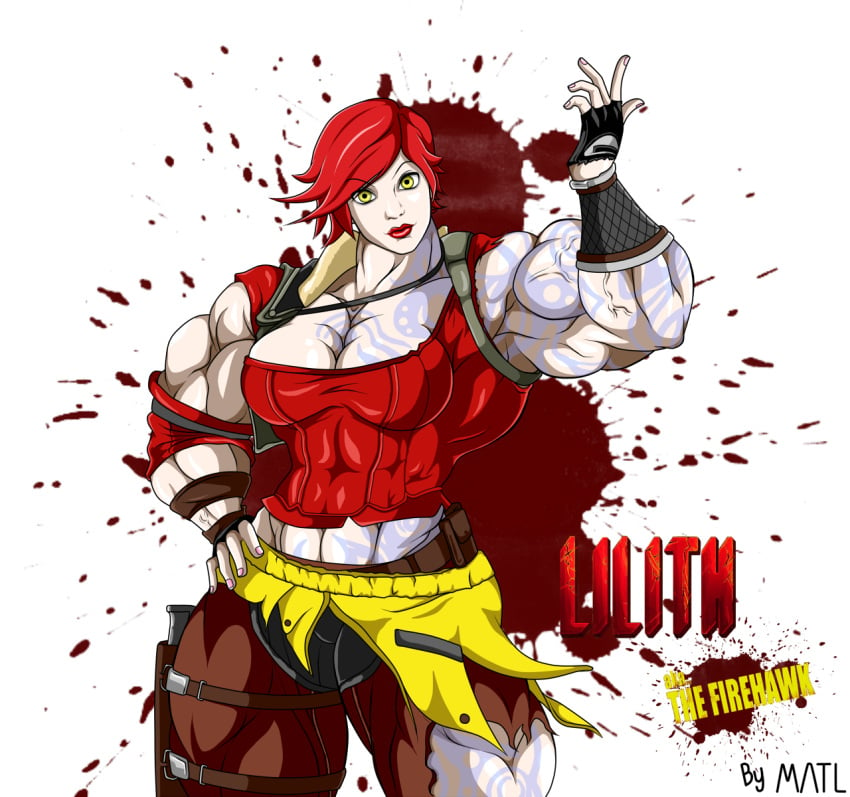 abs biceps borderlands breasts female lilith_(borderlands) matl muscles muscular muscular_arms muscular_female muscular_legs muscular_thighs pecs