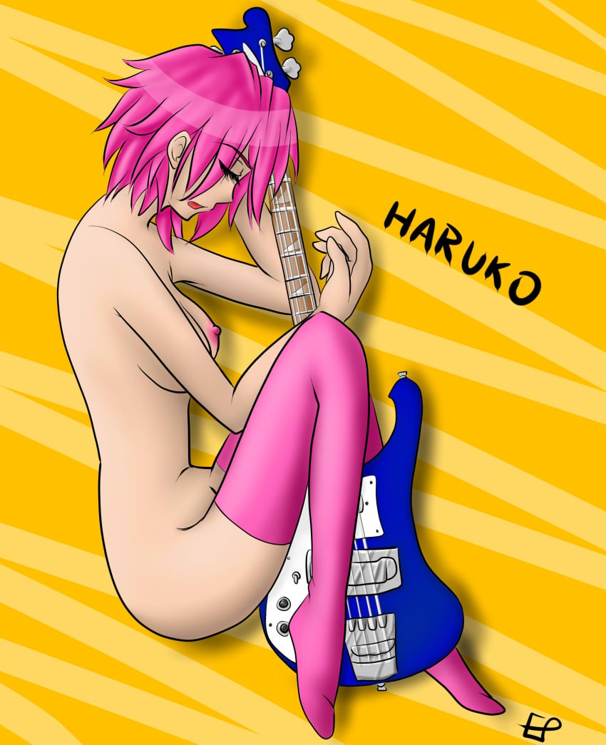 ecchiparadigm female flcl guitar haruko_haruhara humanoid legwear pale_skin tagme