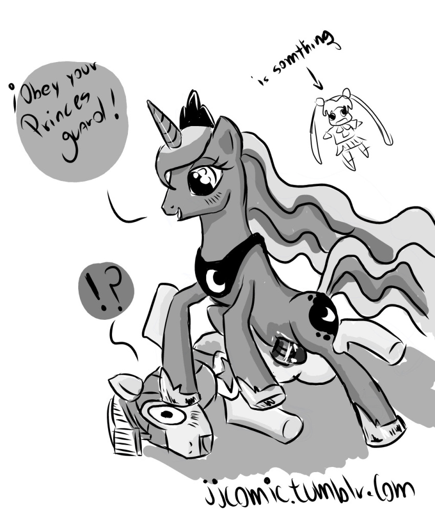 female friendship_is_magic human jjcomic male monochrome multiple_females my_little_pony nude penis pony princess_luna_(mlp) royal_guard_(mlp) sex straight vulva