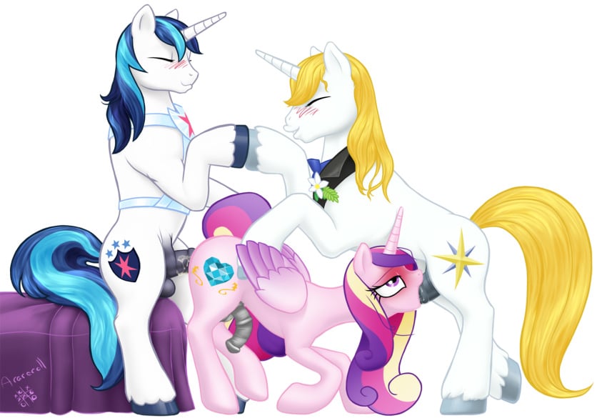 1girls 2boys arareroll blush cum cum_in_mouth cum_inside eiffel_tower fellatio friendship_is_magic futanari herm intersex my_little_pony oral prince_blueblood princess_cadance_(mlp) sex shining_armor_(mlp) spitroast