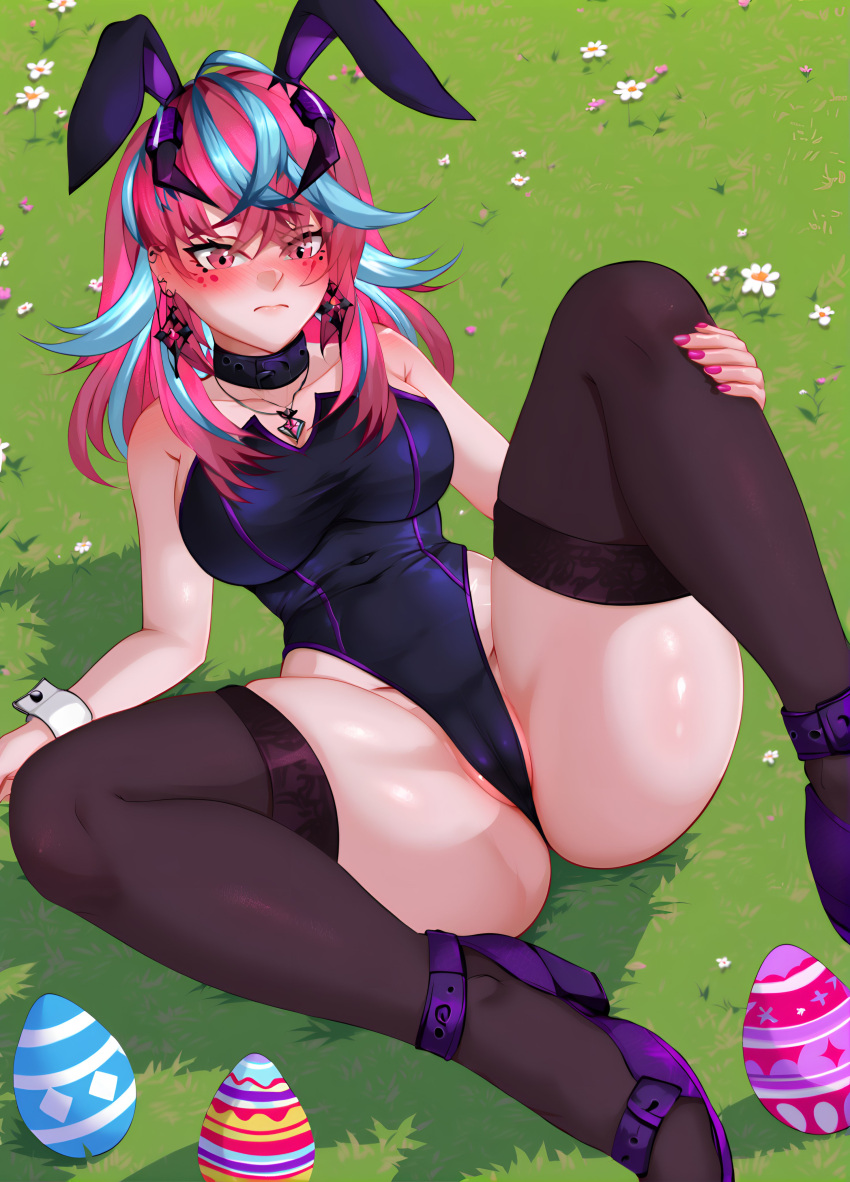 1girls ai_generated ass big_breasts breasts bunnysuit corela easter easter_day emikukis latam_virtual_youtuber multicolored_hair socks tagme thighs virtual_youtuber vtuber