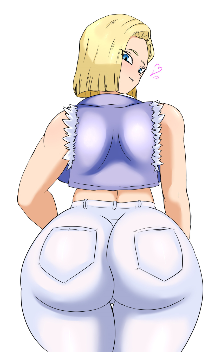 1girls android_18 ass ass_focus blonde_hair codeyumi dragon_ball huge_ass milf pants thighs