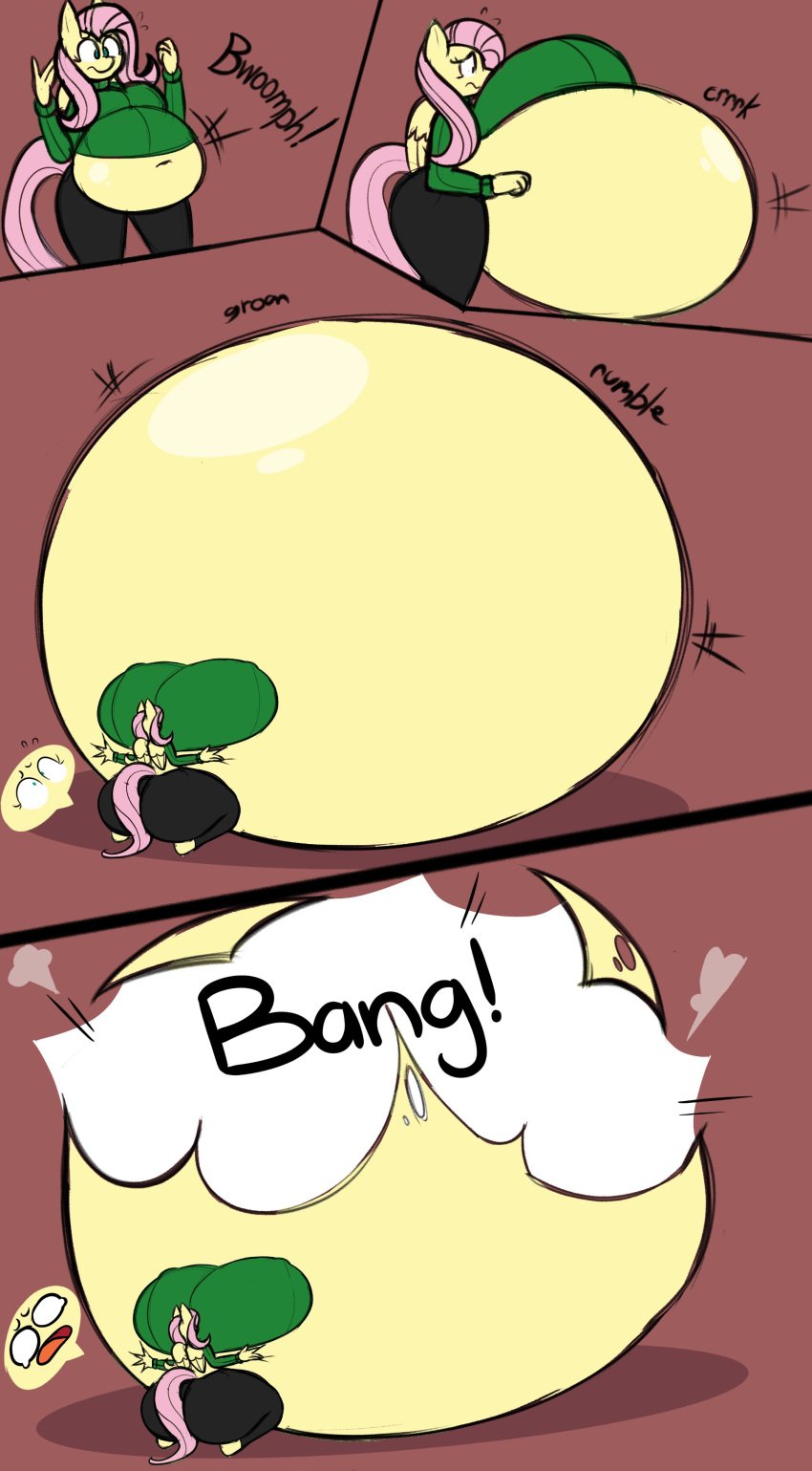 balloonlop belly_explosion big_ass big_breasts breasts bubble_butt bursting female fluttershy_(mlp) huge_ass inflation thick_thighs wide_hips