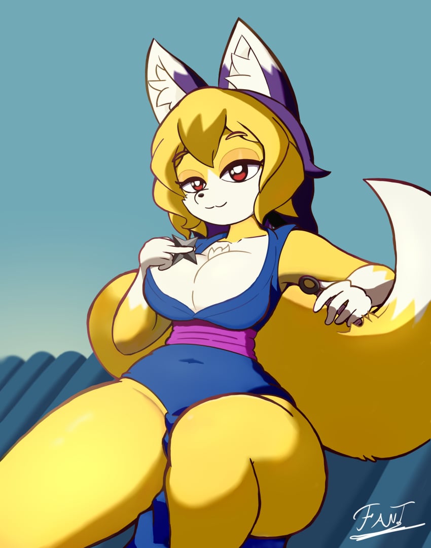 anthro anthro_only big_breasts fant_drawings fox_girl furry furry_female kemono kitsune kunoichi ninja thick_thighs tsuneko_kiroyashi