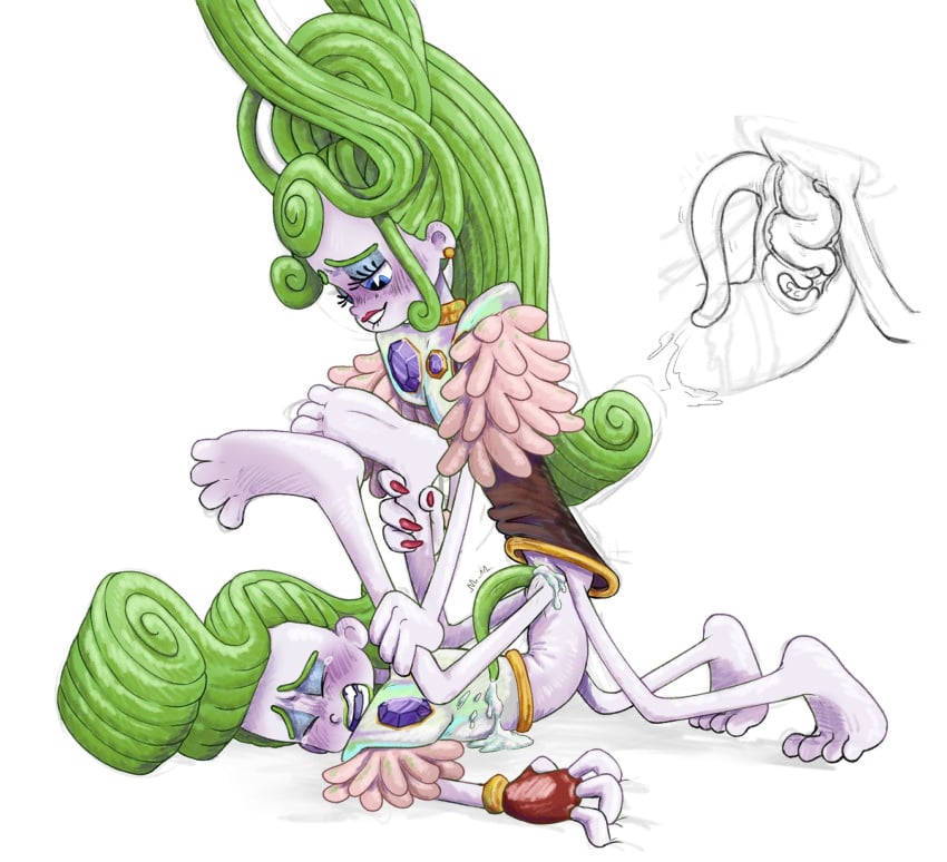 green_hair incest non-human pale_skin tentacle tentacle_dick tentacle_penetration tentacle_sex toony trolls_(film) velvet_(trolls) veneer_(trolls) vvcest