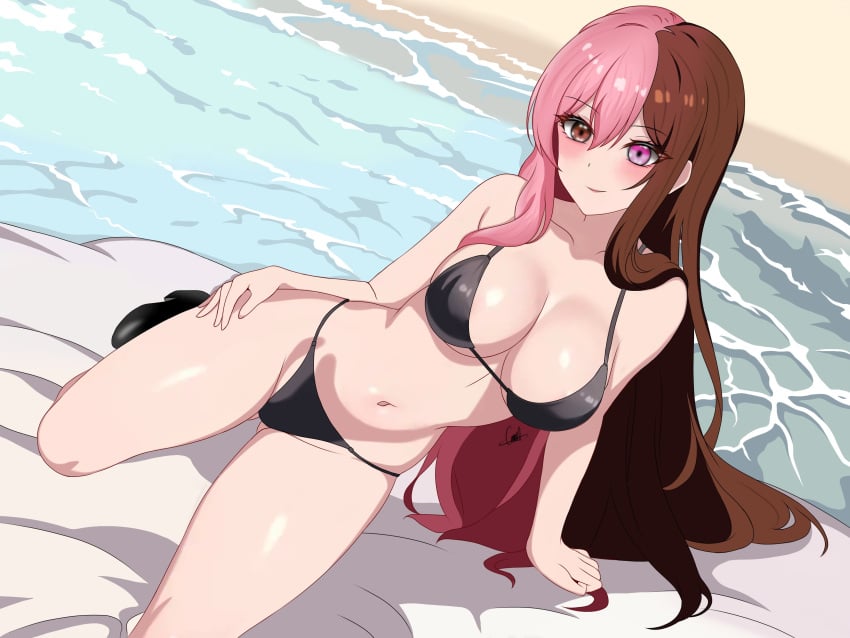 1girls beach breasts high_heels lgc_cat neo_(rwby) rwby sand swimsuit