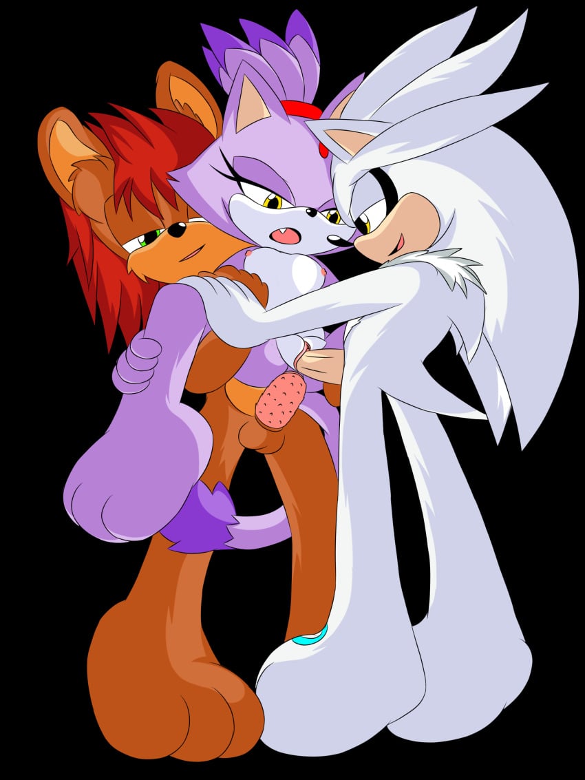 2boys1girl anal anthro blaze_the_cat double_penetration furry j_nsfw klaue_the_lion silver_the_hedgehog sonic_(series) sonic_the_hedgehog_(series) threesome vaginal