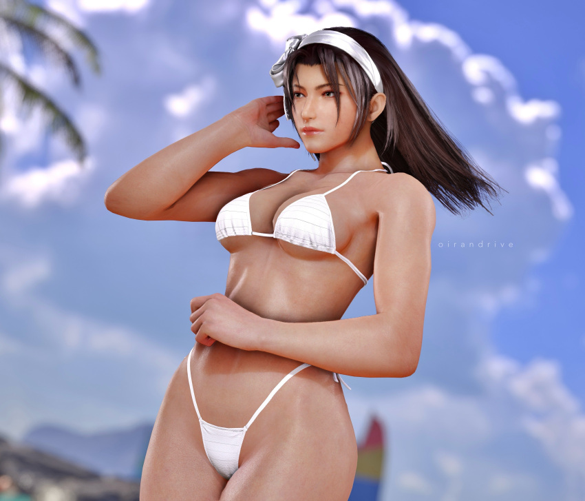 1girls 3d bare_shoulders beach bikini black_hair cleavage female female_focus female_human female_only female_solo island jun_kazama kazama_jun long_hair namco oirandrive open_eyes solo solo_female solo_focus standing tekken tekken_8