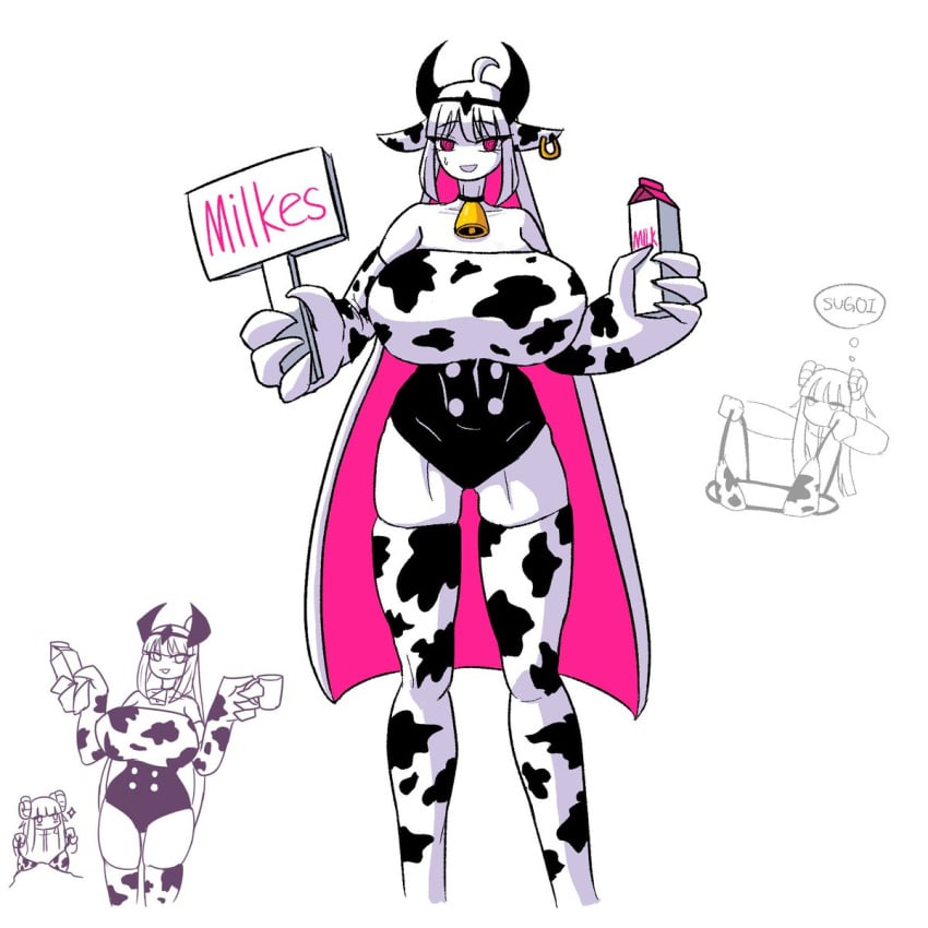 1girls advertisement bucket cow_bikini cow_ears cow_horns cow_print cowbell cowprint dracoarcto female female_only friday_night_funkin holding_sign i_want_mommy_i_want_milk_i_want_to_be_held_i_want_to_be_comforted milk milk_carton mommy nikusa_(sugarratio) pink_eyes pink_hair sign white_body white_hair