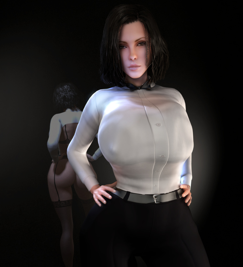 1girls 3d 3d_(artwork) alternate_ass_size alternate_breast_size ass asymmetrical_hair big_ass black_hair black_thighhighs breasts breasts_bigger_than_head breasts_bigger_than_torso cleavage clothed clothed_female female female_only female_solo gigantic_breasts hair_over_one_eye hips hourglass_figure huge_ass huge_breasts humanoid humanoid_female humanoid_only kate_beckinsale large_ass lingerie lingerie_under_clothes looking_at_viewer mirror nipples nipples_visible_through_clothing see-through selene_(underworld) slim_waist solo solo_female thighhighs top_heavy top_heavy_breasts translucent_clothing underworld upper_body vaako wide_hips