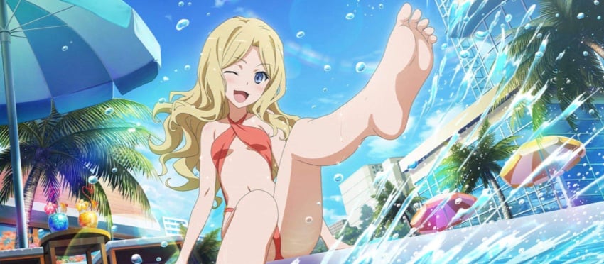 blonde_hair blue_eyes feet frenda_seivelun official_art small_breasts swimsuit thighs to_aru_majutsu_no_index